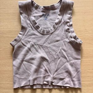 Brandy Melville John Galt Grey Ribbed Crop Muscle Tank. One Size. Lettuce hem, w